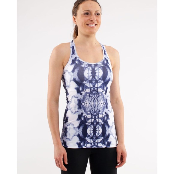 lululemon athletica Tops - LULULEMON Cool Racerback Ink Blot White Deep Indigo Yoga Pilates Size 6
